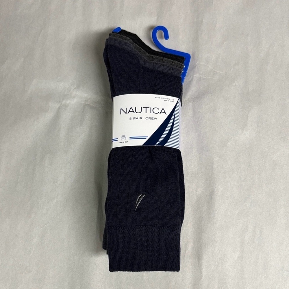New Nautica Socks Men’s 5 Pair Multicolor Crew Sock Business Casual Dress Active